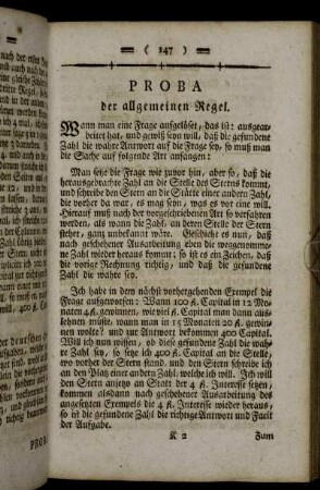 Proba der allgemeinen Regel
