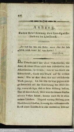 Anhang. Kurze Schilderung der Landgeistlichen in Liefland