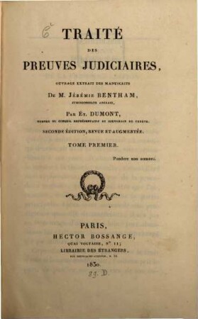 Traité des preuves judiciaires, 1