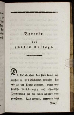 Vorrede zur zwoten Auflage.