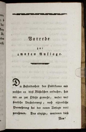 Vorrede zur zwoten Auflage.
