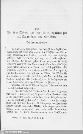 Das Bisthum Meißen und seine Grenzregulirungen mit Magdeburg und Merseburg
