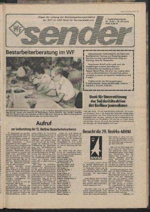 Betriebszeitung 'WF-Sender', Nr.35/1987 (1. Septemberausgabe 1987)