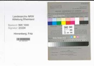 Entnazifizierung Fritz Hinnenberg, geb. 20.05.1892 (Dentist)