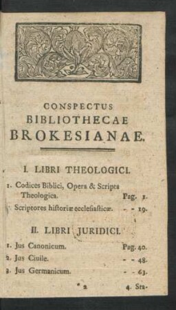 Conspectus Bibliothecae Brokesianae