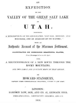 An expedition to the valley of the Great Salt Lake of Utah