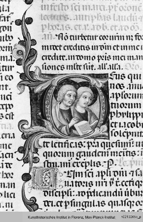 Breviarium Fratrum Minorum cum psalterio et kalendario : Textseite mit historisierter Initiale D: Philippus und Jakobus