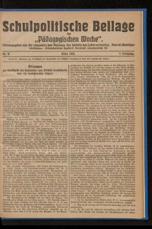 Stimmen zur Denkschrift der Erzbischöfe und Bischöfe Deutschlands über die konfessionelle Schule
