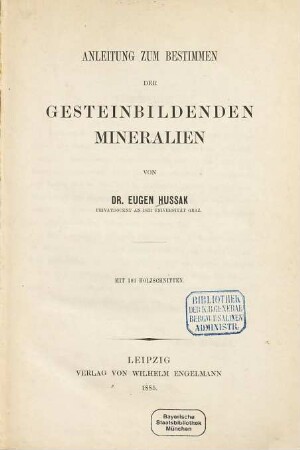 Anleitung zum Bestimmen der gesteinbildenden Mineralien
