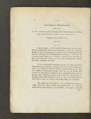 Nachträgliche Bemerkungen ...