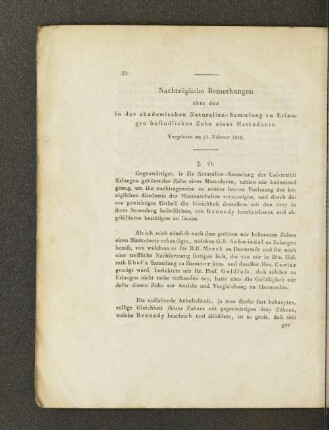 Nachträgliche Bemerkungen ...