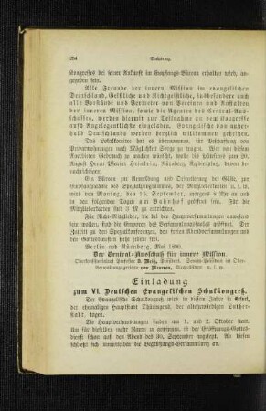 Einladung : zum VI. Deutschen Evangelischen Schulkongreß