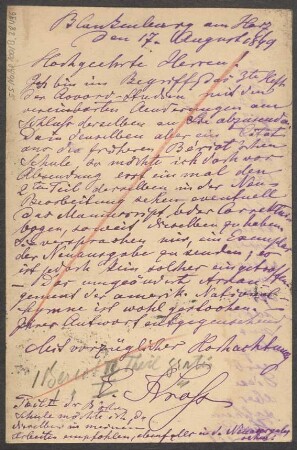 Brief an B. Schott's Söhne : 17.03.1899