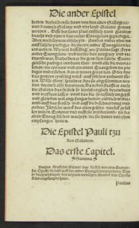 Die Epistel Pauli tzu den Galatern.