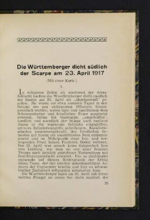 25 Die Württemberger dicht südlich der Scarpe am 23. April 1917.