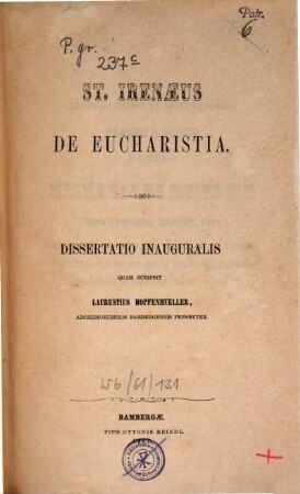 St. Irenaeus De eucharistia