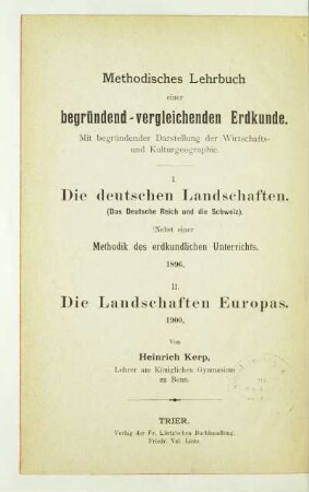 Bd. 2: Die Landschaften Europas : mit begründender Darstellung der Wirtschafts- und Kulturgeographie