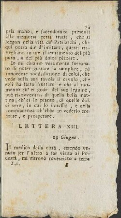 Lettera XIII. 29 Giugno (unvollständig)