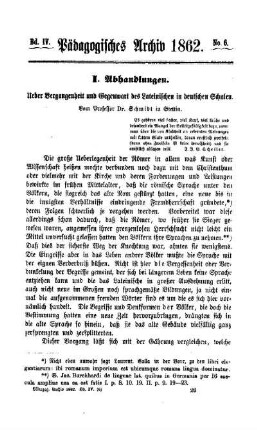 Ueber Vergangenheit und Gegenwart des Lateinischen in deutschen Schulen