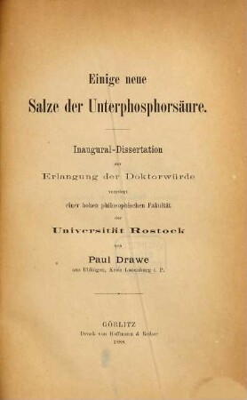 Einige neue Salze der Unterphosphorsäure