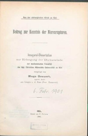 Beitrag zur Kenntnis der Nierenrupturen