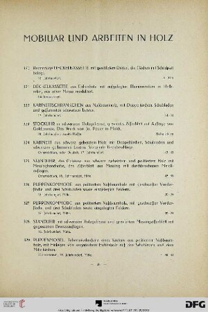 Mobiliar und Arbeiten in Holz (Nr. 320-347)