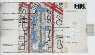 Gewerbe- und Hotelerweiterung Uhlandstraße/Kantstraße/Fasanenstraße (nicht realisiert) – Lageplan. Berlin-Charlottenburg/Wilmerdorf, Uhlandstraße 190-194, Kantstraße 15, Fasanenstraße 6