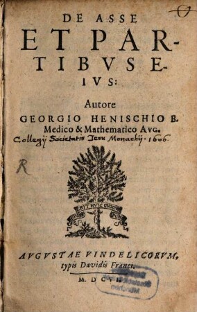 De Asse Et Partibvs Eivs