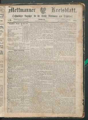 Mettmanner Kreisblatt. 1869-1871