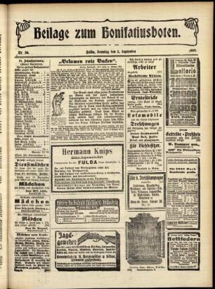 Zweite Ausgabe vom Sonntag, den 05. September 1909.
