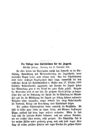 Die Anlage von Spielplätzen für die Jugend