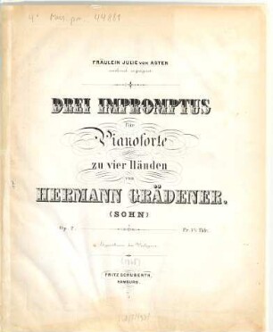 3 Impromptus : für Pianoforte zu 4 Hdn. ; op. 2, 1. 13 S.