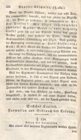 Sechstes Kapitel. Formation und Gebrauch der Colonne.