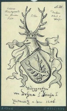 Das Wappen der Burggrafen von Dohna aus Pesterwitz (Freital) aus dem Jahr 1206
