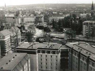 Dresden-Neustadt. Blick vom Turm der Dreikönigskirche über Königstraße und Albertplatz nach Nordosten