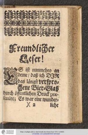 Freundlicher Leser!