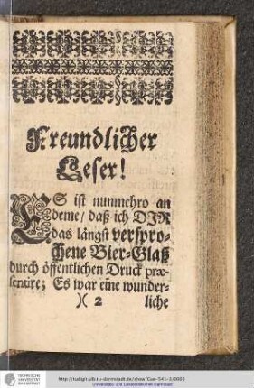 Freundlicher Leser!