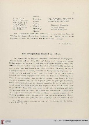1: Eine zweisprachige Inschrift aus Lykien