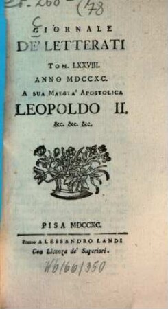 Giornale de'letterati. 78. 1790