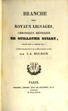 Branche des royaux lignages : chronique métrique, [1]