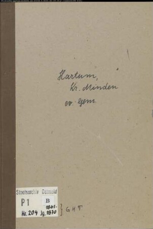 Kirchenbuchduplikat der evangelischen Gemeinde Hartum, Kreis Minden (GHT 1861-1870) (Gemeinde: Evangelische Gemeinde Hartum)