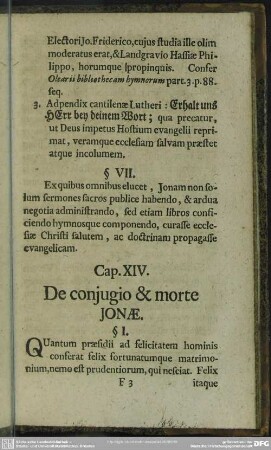 Cap. XIV. De coniugio & morte Jonae