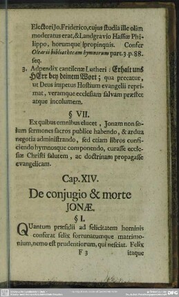 Cap. XIV. De coniugio & morte Jonae