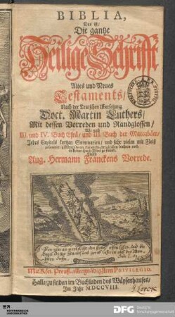 Biblia, Das ist/ Die gantze Heilige Schrifft Altes und Neues Testaments