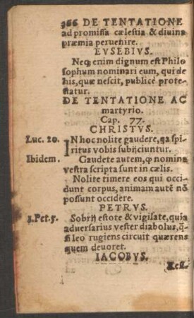 De Tentione Ac martyrio. Cap. 77.