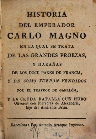 La Historia del Emperador Carlo Magno