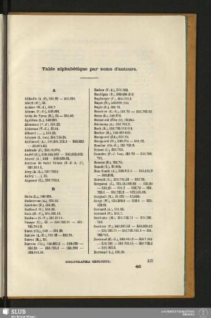 Table alphabétique par noms d'auteurs