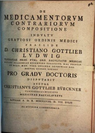 De Medicamentorvm Contrariorvm Compositione