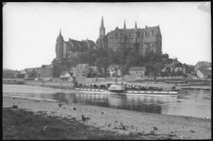 Meißen. Albrechtsburg, Elbe und Dampfer "Saxonia"