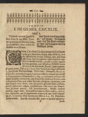 Concio I. In Genes. Cap. XLIX. vers. 1.
